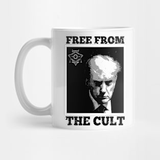 Trump Mugshot - Free From The Cult - B/W Mug